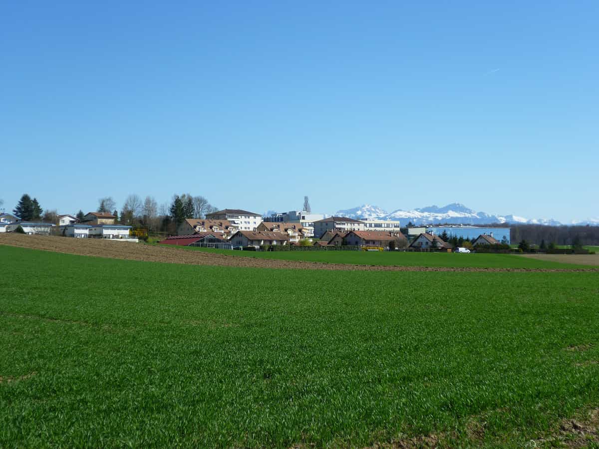 Cheseaux-Sur-Lausanne mit den Alpen im Hintergrund, Waadt, Schweiz
