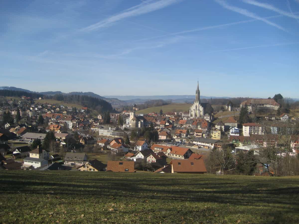 Vue sur la commune de Chatel-Saint-Denis, dans le canton de Fribourg