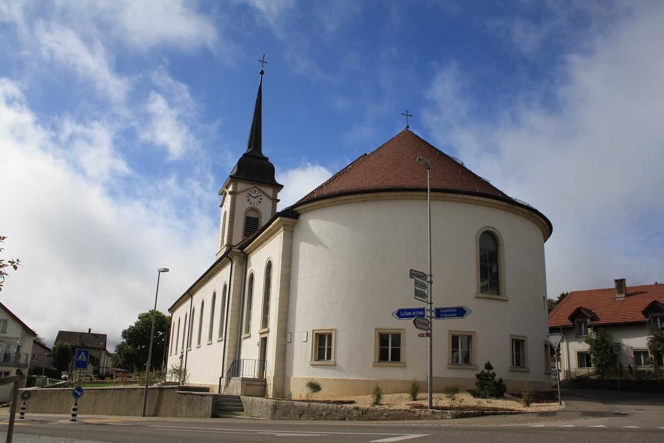 Les Breuleux, Kirche, Kanton Jura, Schweiz