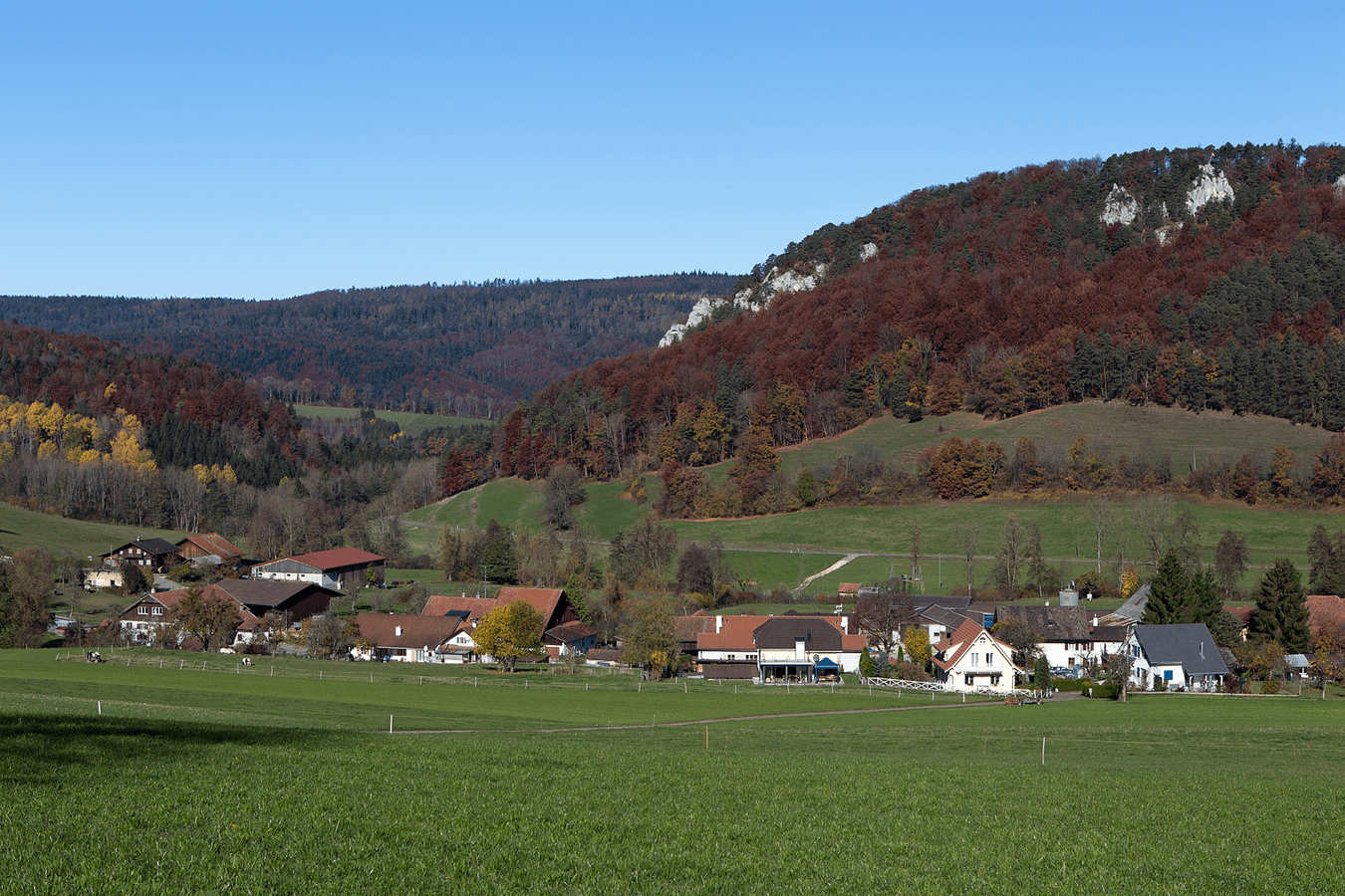 Blick auf den westlichen Dorfteil von Ederswiler (JU)