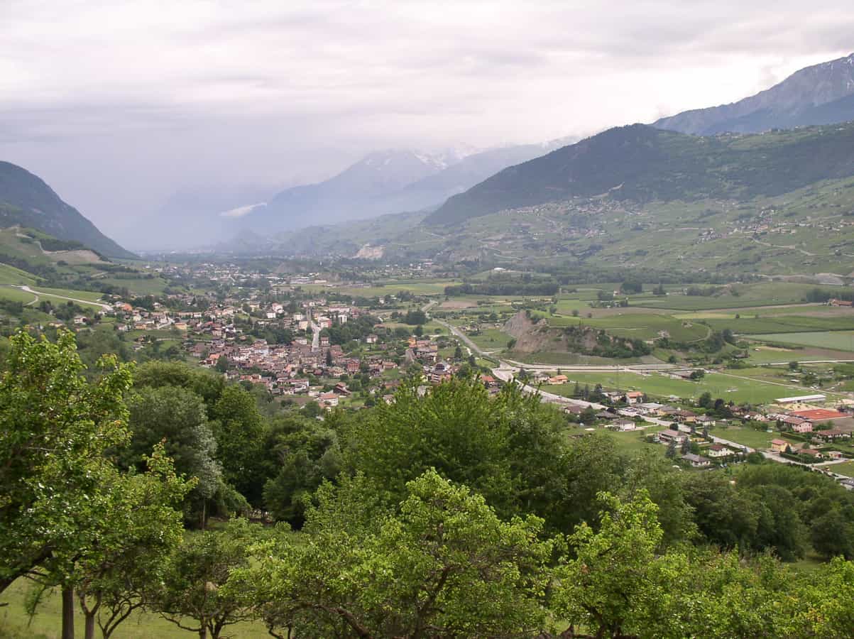Dorf von Chalais, Wallis, Schweiz