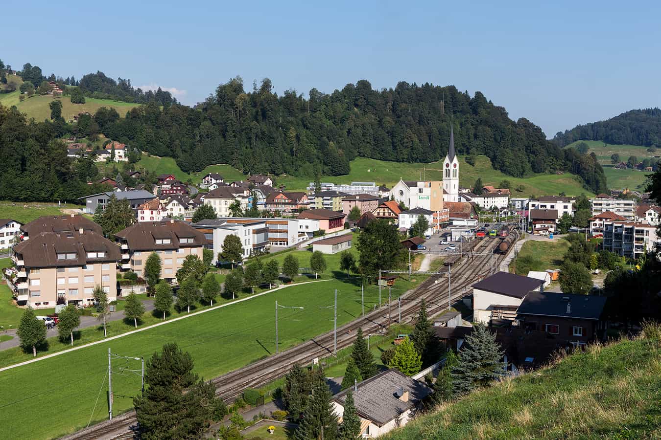 Blick aufs Dorfzentrum von Menznau (LU)