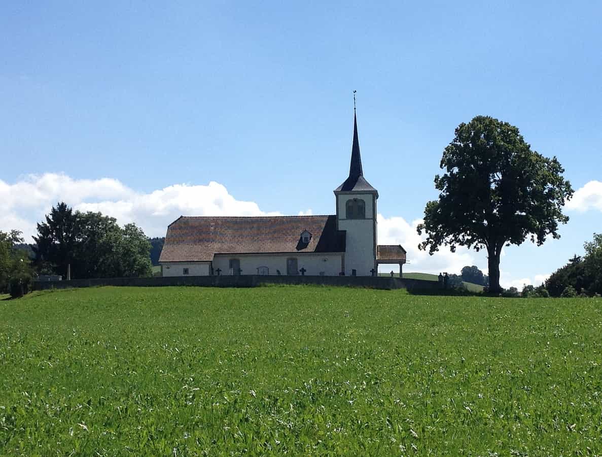 La chiesa di Grangettes, nel cantone di Friburgo, in Svizzera.