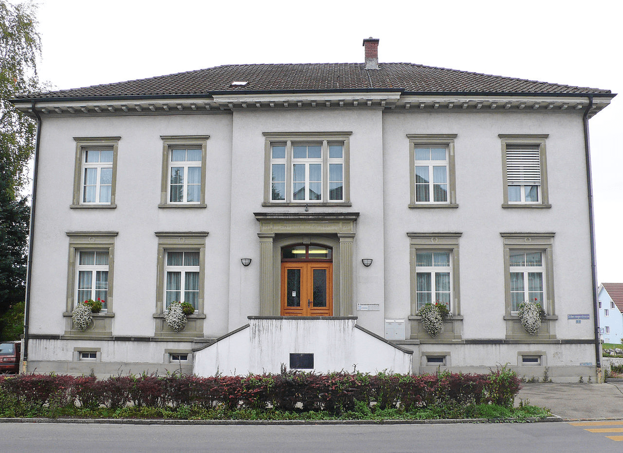 Former secondary school building, now municipal building of Altnau, Switzerland. Built in 1877.